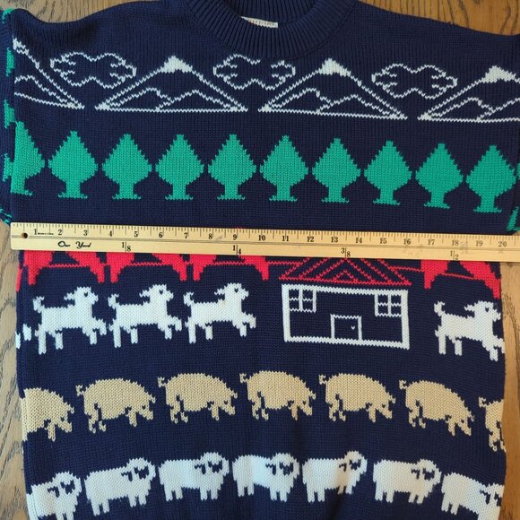 Kotare New Zealand Vintage intarsia sweater wool sheep pig farm animal country - Picture 9 of 16